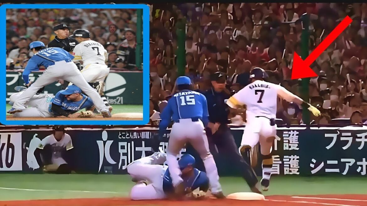 中村晃 激突＆担架退場衝撃シーン | 中村晃 審判と正面衝突 担架で運ばれる | CSファイナルSアクシデント速報