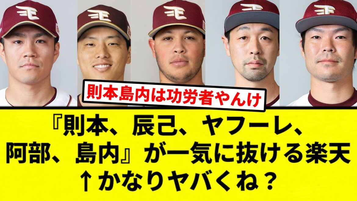 【戦力大幅減？】『則本、辰己、ヤフーレ、阿部、島内』が一気に抜ける楽天←かなりヤバくね？【プロ野球反応集】【2chスレ】【なんG】