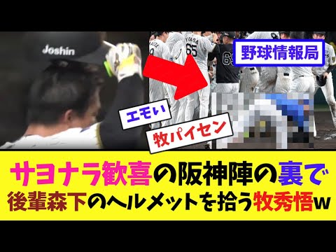 サヨナラ歓喜の阪神陣の裏で後輩森下のヘルメットを拾う牧秀悟w【ネット情報局】 サヨナラ歓喜の阪神陣の裏で後輩森下のヘルメットを拾う牧秀悟w【ネット情報局】