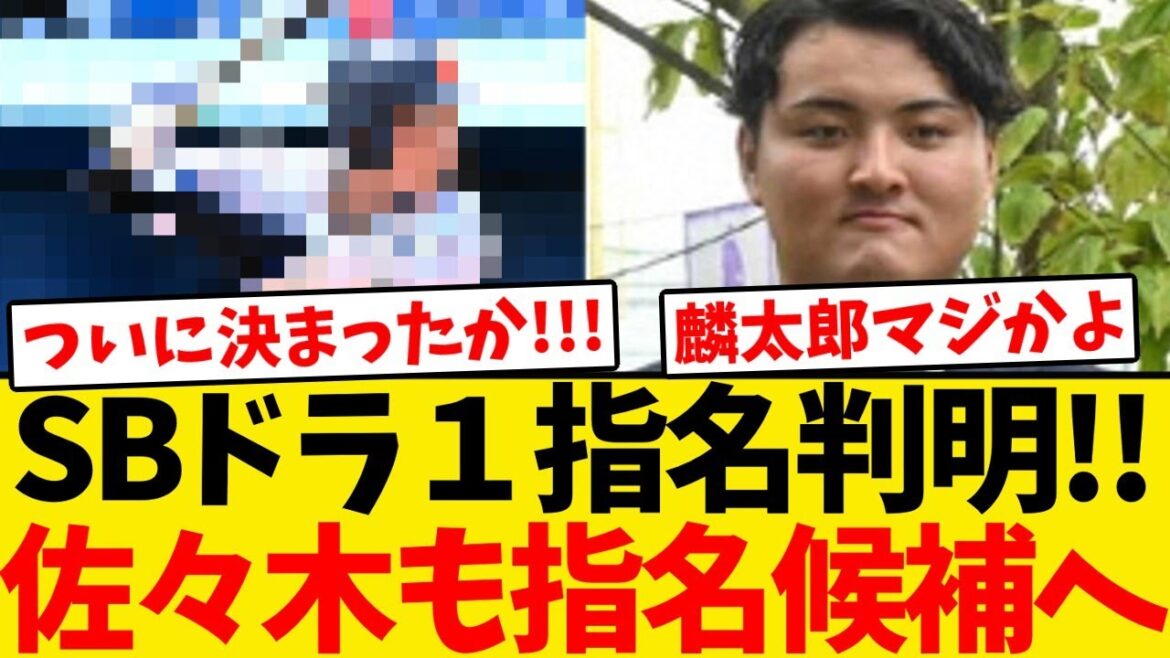 【ドラフト会議】ソフトバンク、ドラ１指名選手が判明！佐々木も指名候補へ！