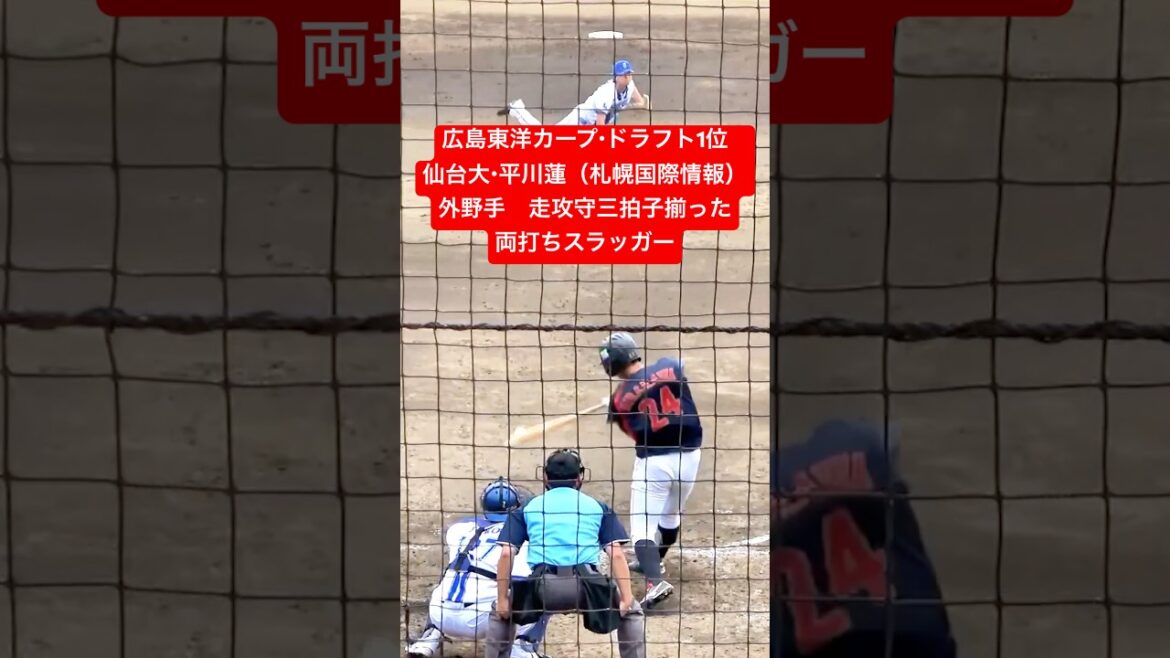 広島東洋カープ・ドラフト1位　仙台大・平川蓮（札幌国際情報）外野手　走攻守三拍子揃った両打ちスラッガー　#広島東洋カープ  #ドラフト #仙台大学   #プロ野球　#shorts