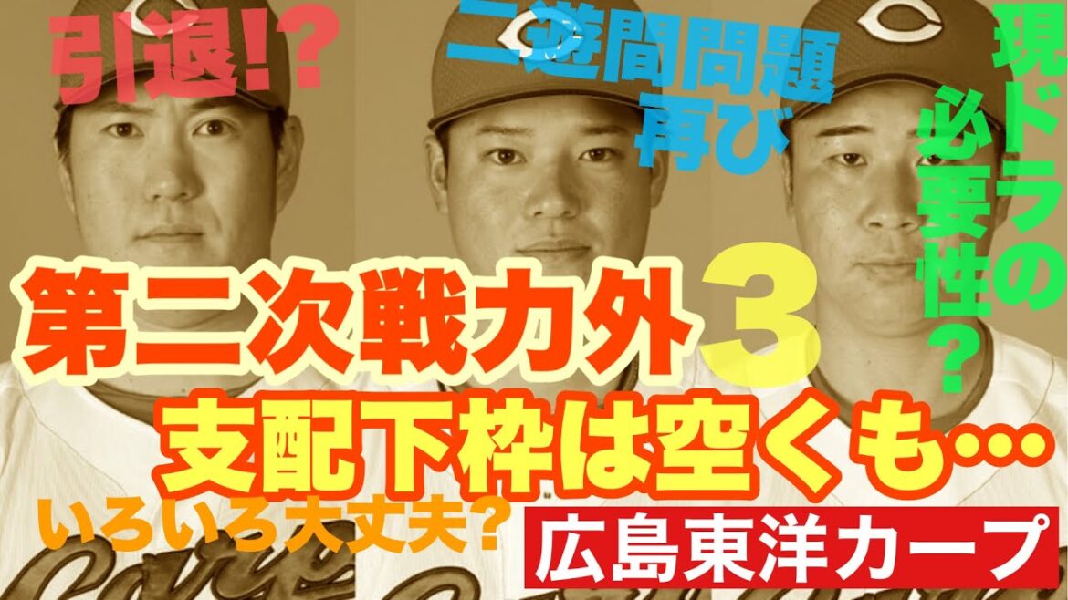 【広島東洋カープ】第二次戦力外通告が本日ありました　３名＋育成再契約というところ　支配下枠は空きましたが、いろいろ複雑な人選ではありますね　【磯村嘉孝】【韮澤雄也】【山足達也】【新井貴浩】【カープ】