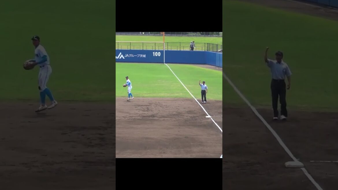 観客も笑う🤣届くんかい！菰田くんデカすぎw 関東大会　山梨学院vs東海大相模　#高校野球 #山梨学院 #東海大相模 #野球 #守備 #高校生