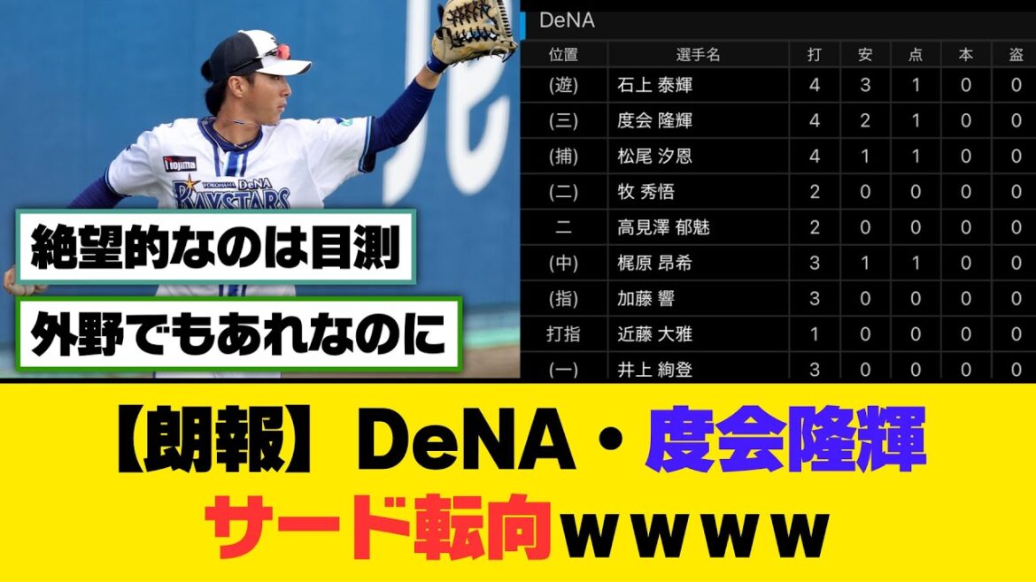 【朗報】DeNA・度会隆輝、サード転向www【5ch/2ch】【なんj/なんg】【反応集】 【朗報】DeNA・度会隆輝、サード転向www【5ch/2ch】【なんj/なんg】【反応集】