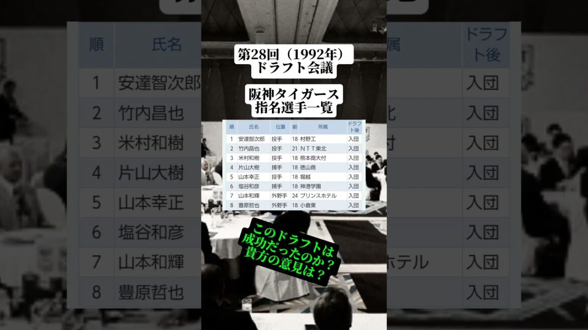 第28回（1992年）ドラフト会議阪神タイガース指名選手一覧#阪神タイガース