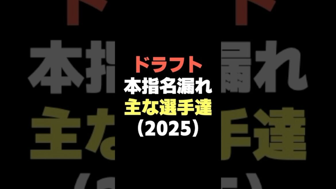 ドラフト本指名漏れの主な選手(2025) #shorts  #広島東洋カープ #巨人 #中日ドラゴンズ #日ハム  #阪神タイガース  #ソフトバンク  #オリックス #ドラフト #日本シリーズ