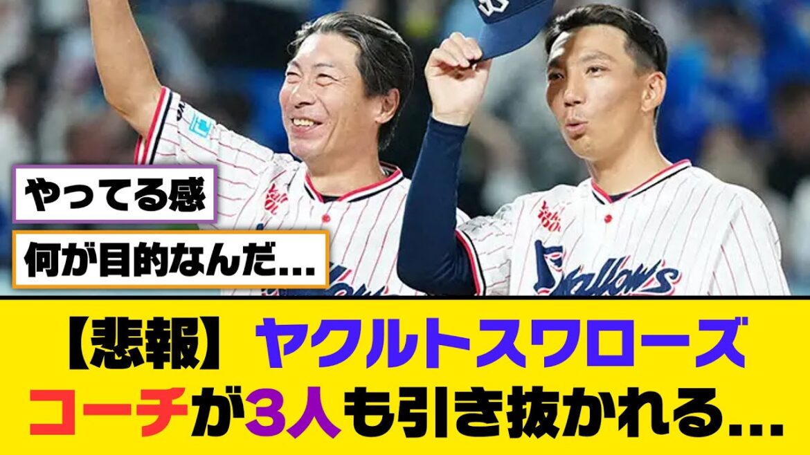 【悲報】ヤクルトスワローズ、コーチが3人も引き抜かれる…【5ch/2ch】【なんj/なんg】【反応集】 【悲報】ヤクルトスワローズ、コーチが3人も引き抜かれる...【5ch/2ch】【なんj/なんg】【反応集】