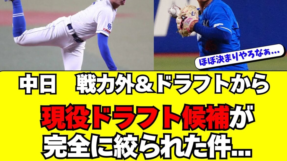 【中日】戦力外＆ドラフトで現役ドラフト候補が絞られた件