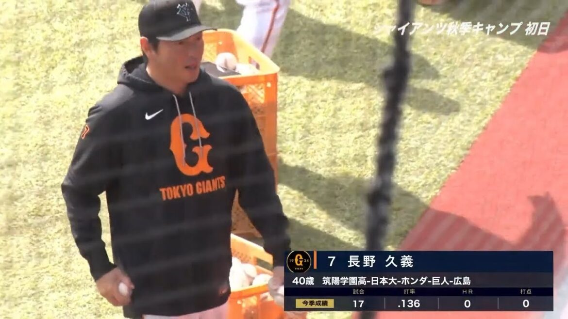 【秋季キャンプ】長野久義“お手伝い”石塚裕惺にトス【巨人】【初日】