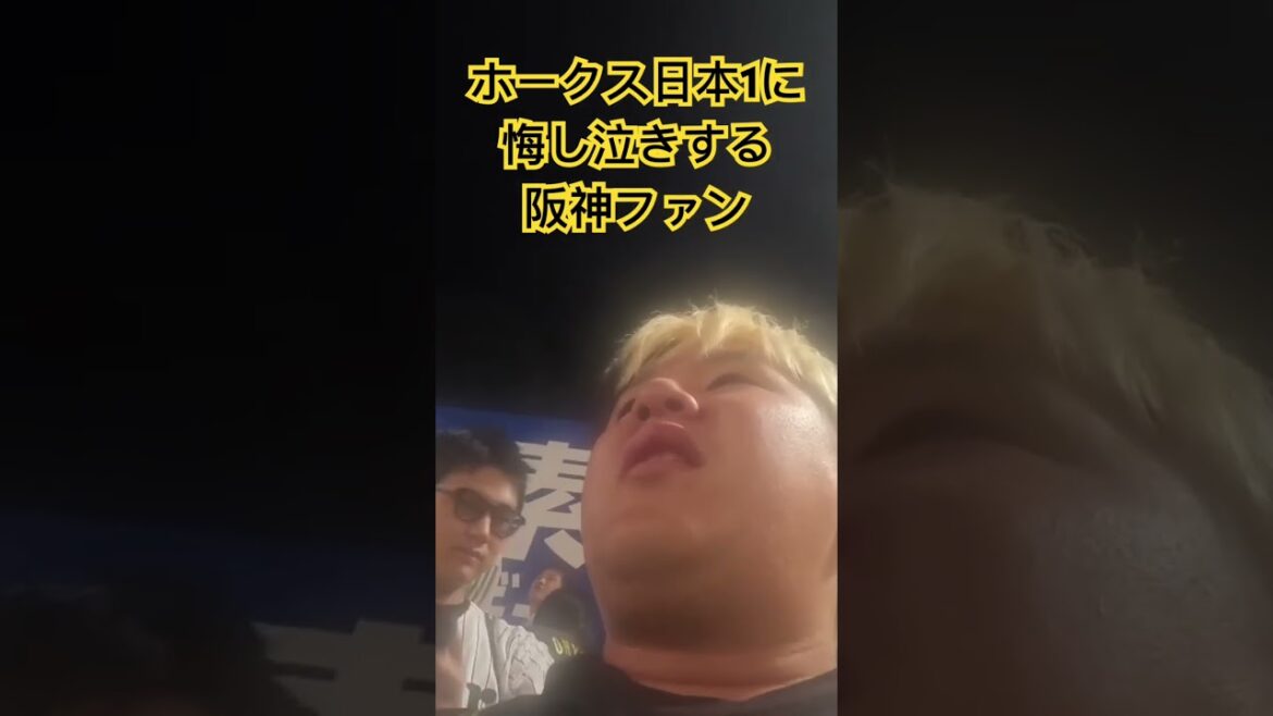 ホークスに敗れ日本一を逃し悔し泣きする阪神ファンの様子