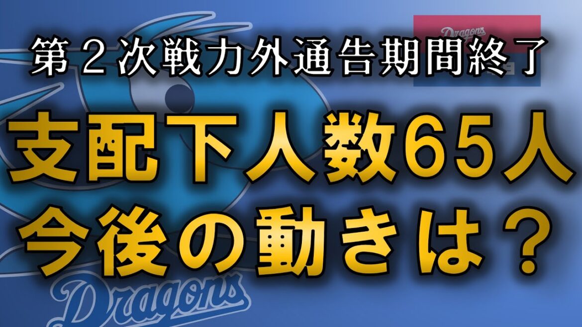 中日ドラゴンズ　第２次戦力外通告期間終了！！支配下枠６５人、今後さらなる動きも！？