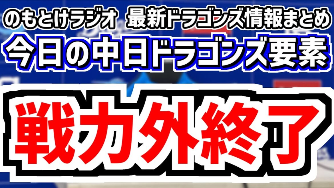 10月31日(金)　のもとけラジオ/今日の中日ドラゴンズ要素　戦力外通告期間終了 補強候補は？支配下枠は？、FA宣言解禁 松葉貴大 柳裕也は？、高知秋季キャンプへ 石川昂弥 草加 井上監督コメント