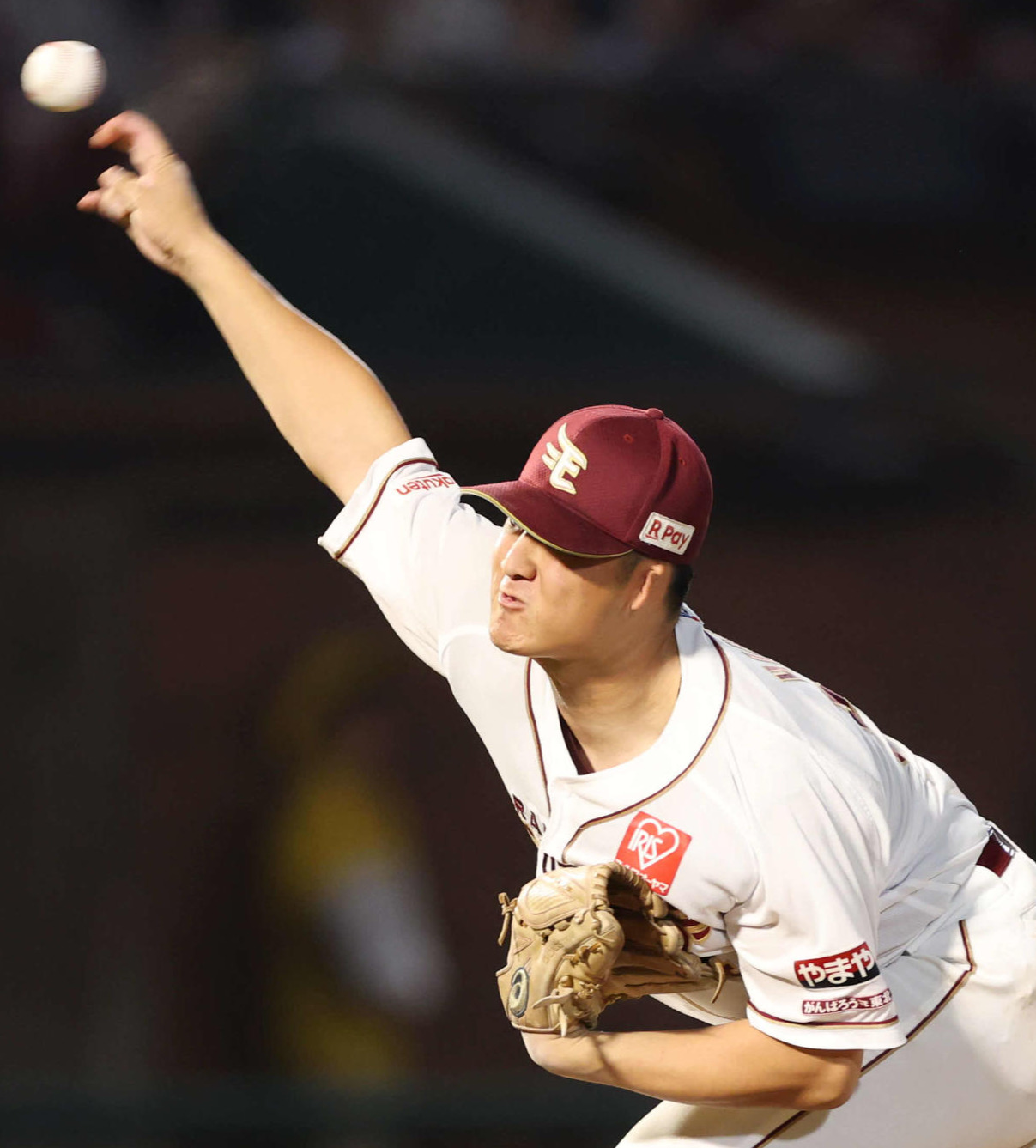 楽天対西武 9回表から登板し力投する楽天日当(撮影・増田悦実)