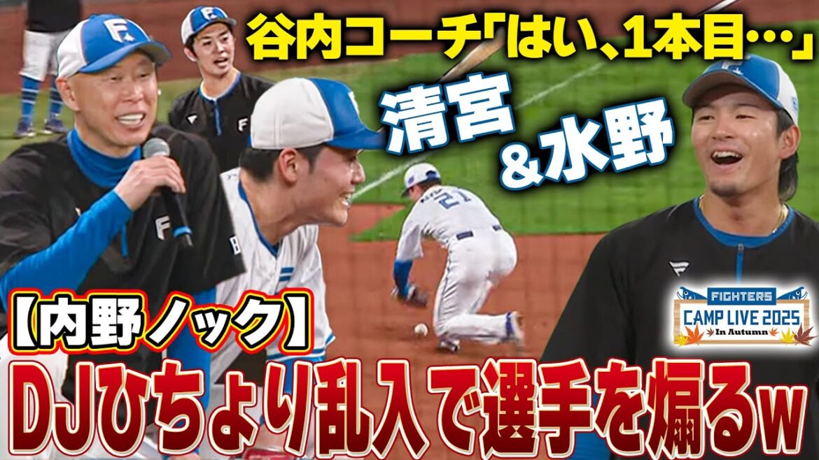 谷内コーチの内野ノックに森本稀哲参戦‼️清宮幸太郎&水野達稀を煽りつつ場内を盛り上げる<11/1ファイターズ秋季キャンプ2025> 谷内コーチの内野ノックに森本稀哲参戦‼️清宮幸太郎&水野達稀を煽りつつ場内を盛り上げる<11/1ファイターズ秋季キャンプ2025>