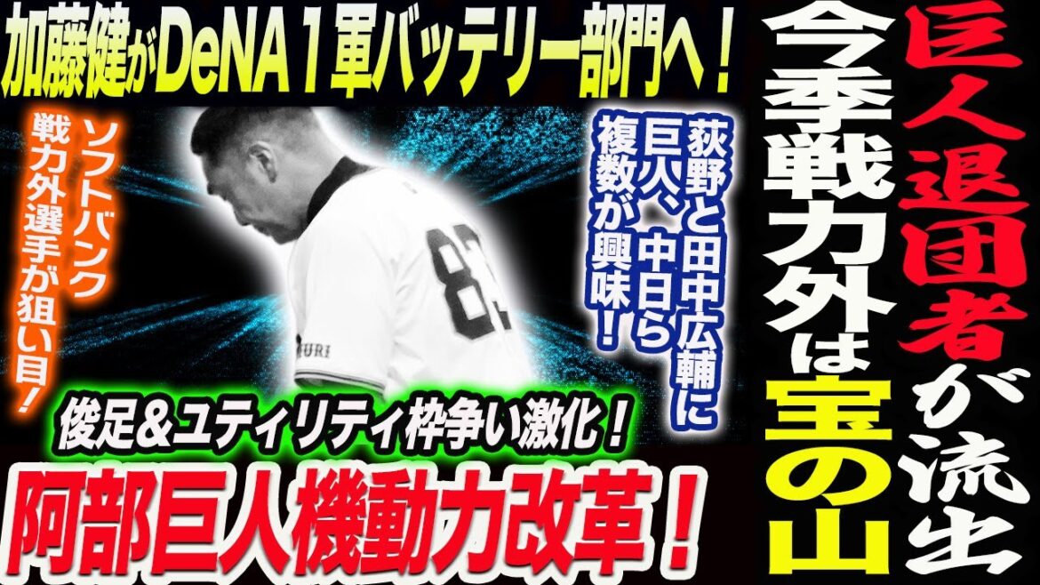 巨人退団の加藤健がDeNA１軍バッテリー部門へ！荻野と田中広輔に巨人、中日ら複数が興味！今季戦力外はSBが宝の山！阿部巨人機動力改革！読売巨人軍 ジャイアンツ 巨人 GIANTS 阿部監督