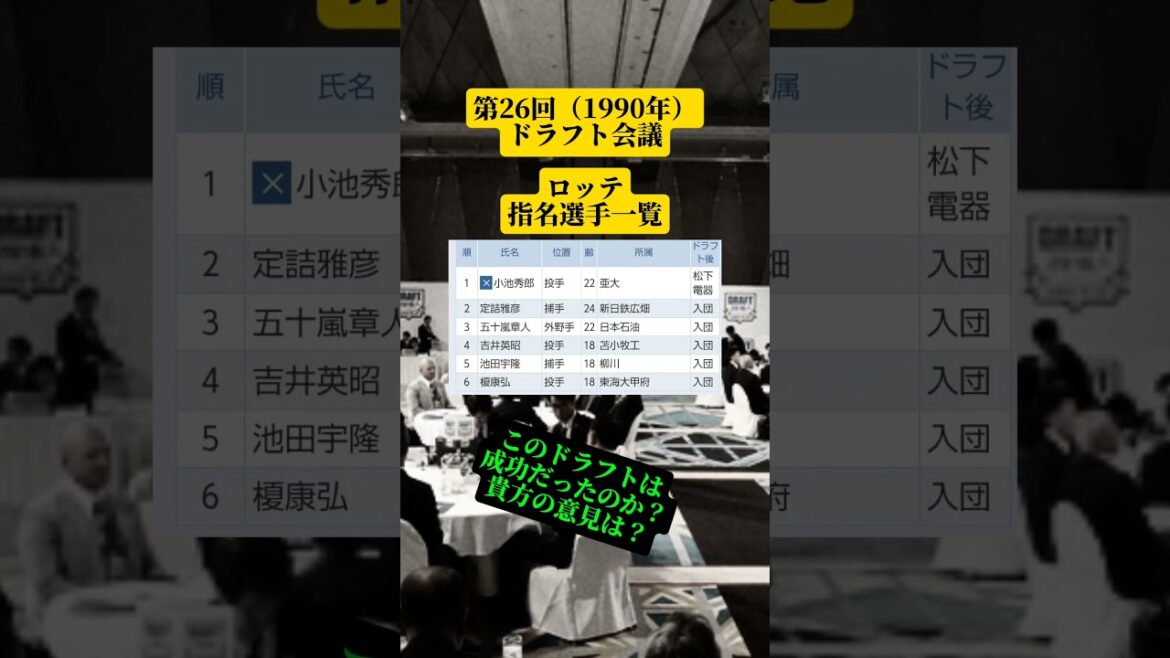 第26回（1990年）ドラフト会議ロッテ指名選手一覧