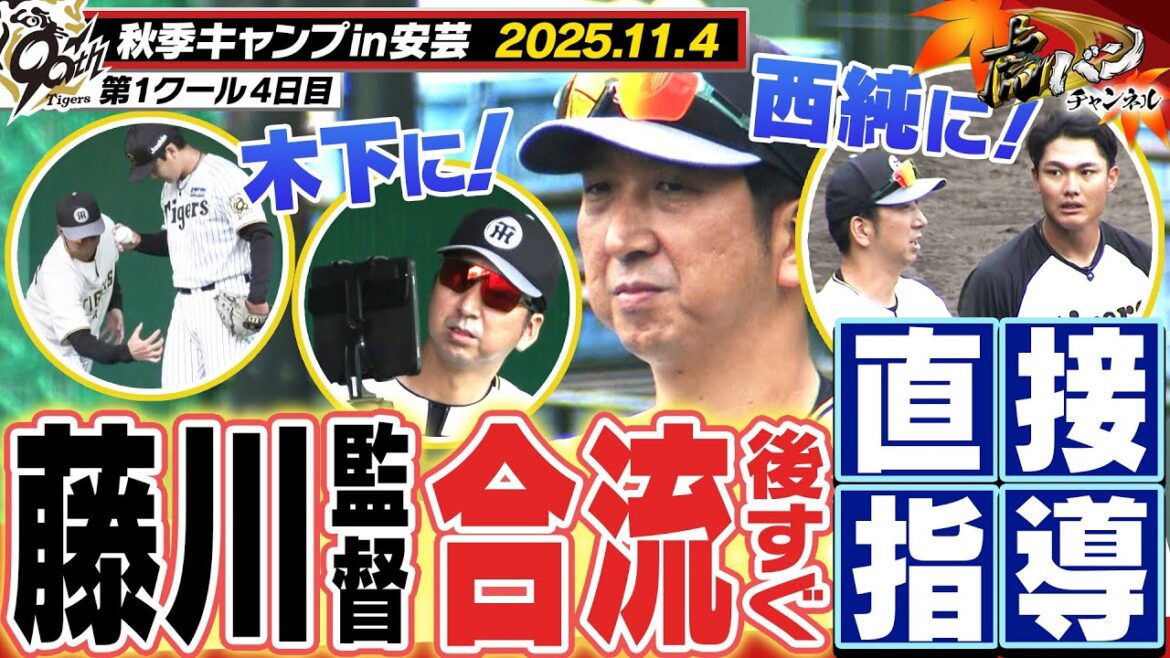 【11月4日秋季キャンプ】藤川球児監督が合流！「右の速球派リリーフの台頭が必要」と語る監督は即ブルペンへ！木下らに熱視線！直接指導も！阪神タイガース密着！応援番組「虎バン」ABCテレビ公式チャンネル