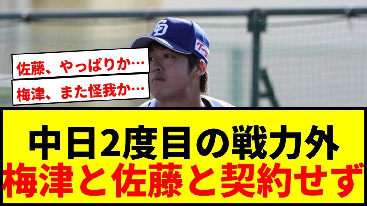 【速報】中日、2度目の戦力外発表!18年ドラ2右腕・梅津晃大と今季トレード佐藤龍世と契約結ばず 【速報】中日、2度目の戦力外発表!18年ドラ2右腕・梅津晃大と今季トレード佐藤龍世と契約結ばず