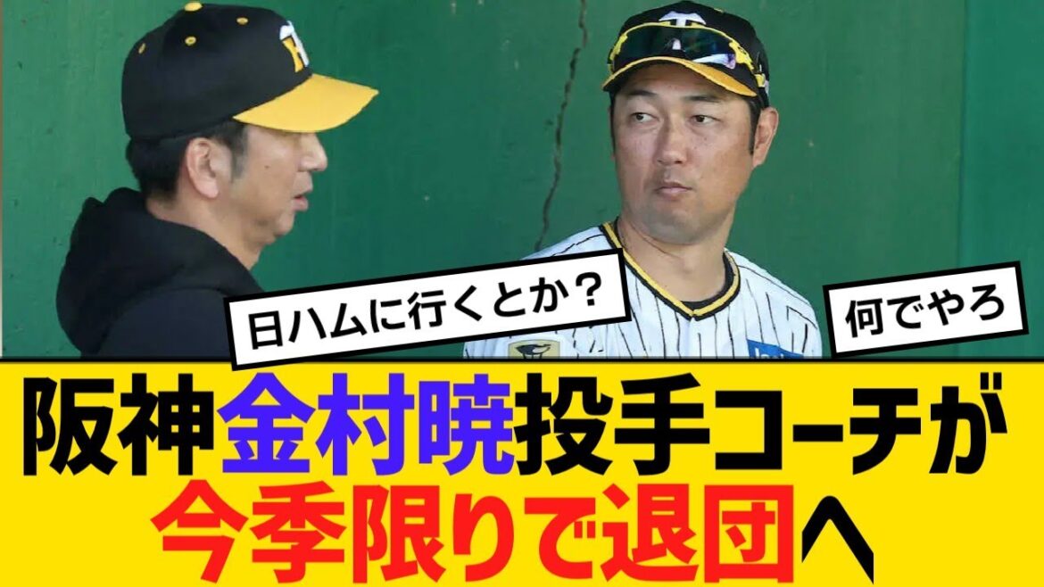 阪神・金村暁投手コーチが今季限りで退団へ【野球】【反応】【考察】 阪神・金村暁投手コーチが今季限りで退団へ【野球】【反応】【考察】