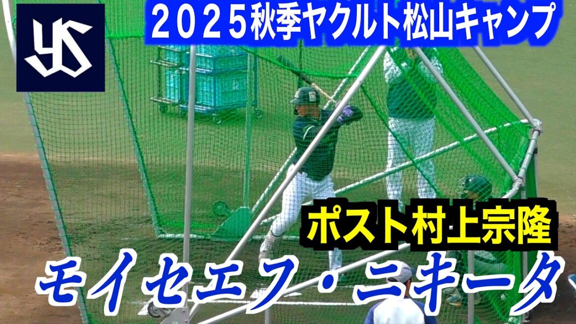 【ポスト村上宗隆】モイセエフ・ニキータ（豊川＜甲＞２０２４東京ヤクルトスワローズドラフト２位）フリーバッティング！【２０２５秋季東京ヤクルトスワローズ松山キャンプ】