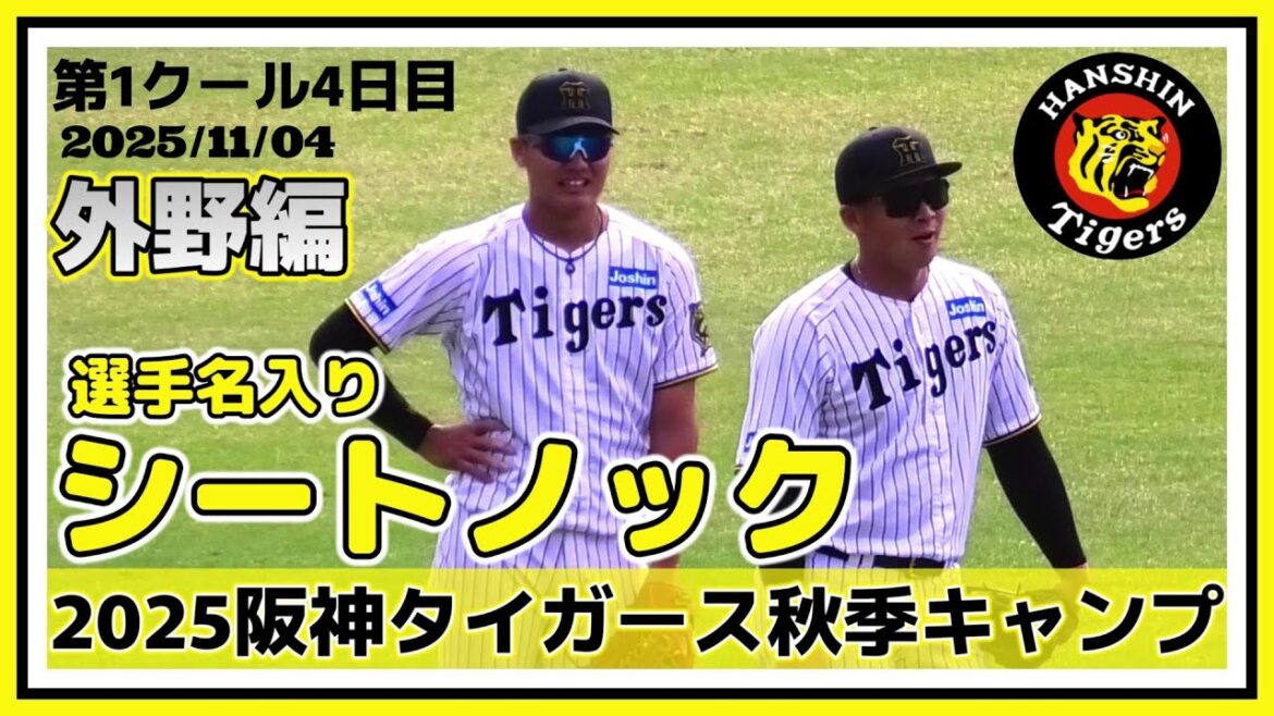 【2025阪神タイガース秋季キャンプ(第1クール4日目)/シートノック(選手名入り/外野編)≫シチュエーション設定での外野陣シートノック】2025/11/04阪神タイガース