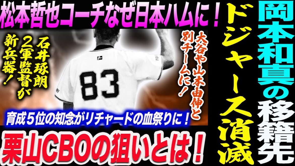 岡本和真の移籍先にドジャース消滅！大谷や山本由伸と別チームに！栗山CBOが語る！松本哲也コーチはなぜ日本ハムに招聘されたのか！読売巨人軍 ジャイアンツ 巨人 GIANTS 阿部監督