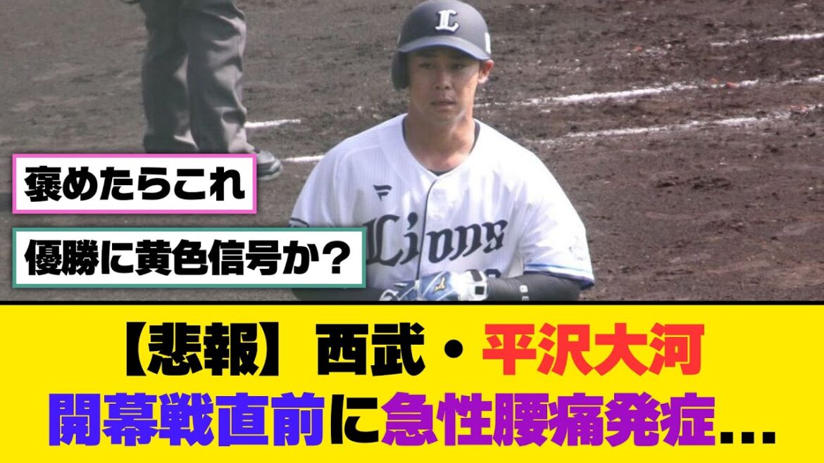 【悲報】西武・平沢大河、開幕戦直前に急性腰痛発症...【5ch/2ch】【なんj/なんg】【反応集】