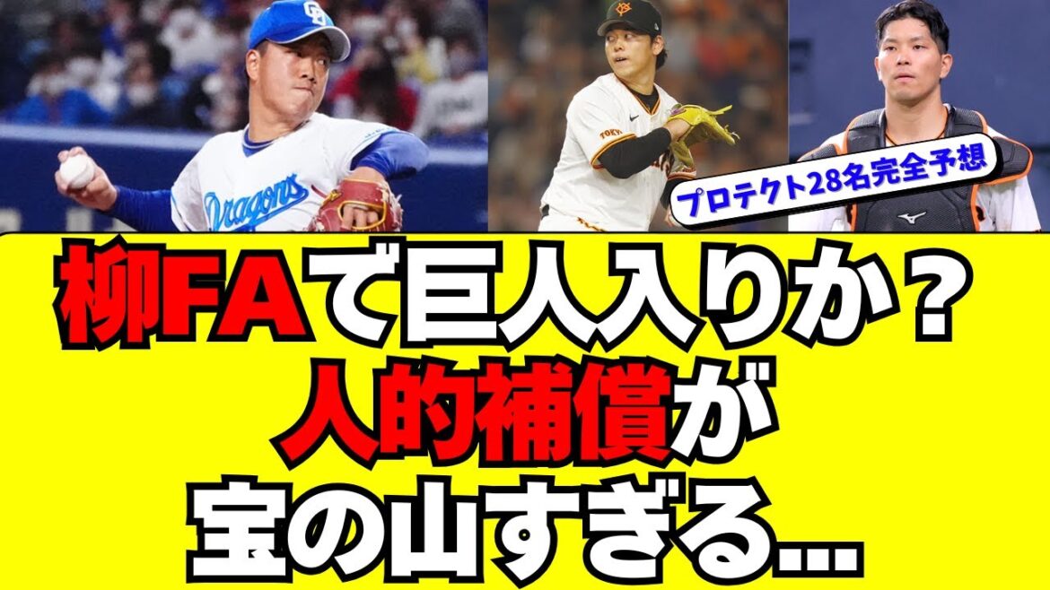 中日・柳がFAで巨人入り？→人的補償が宝の山すぎるｗｗ