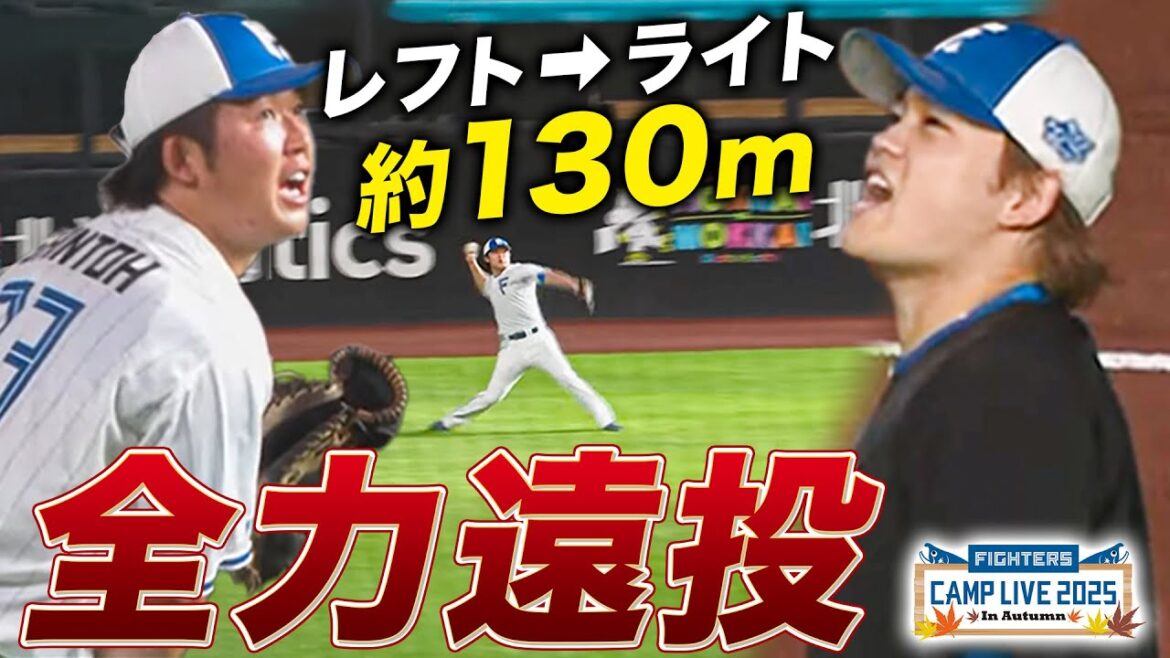 田宮裕涼&進藤勇也 ファイターズ捕手陣の全力遠投!レフトライン際からライトライン際はおよそ130〜140m<11/9ファイターズ秋季キャンプ2025> 田宮裕涼&進藤勇也 ファイターズ捕手陣の全力遠投!レフトライン際からライトライン際はおよそ130〜140m<11/9ファイターズ秋季キャンプ2025>