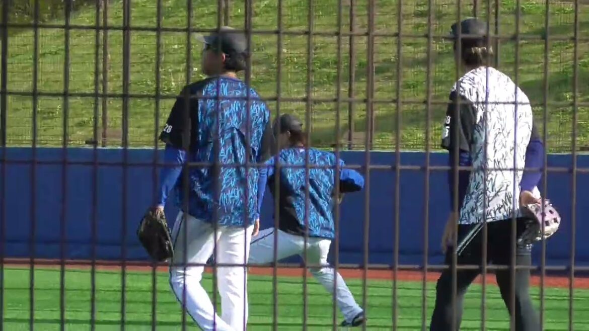 2025年11月横浜DeNAベイスターズ 秋季トレーニング 梶原選手・東妻選手・勝又選手の守備ノック練習