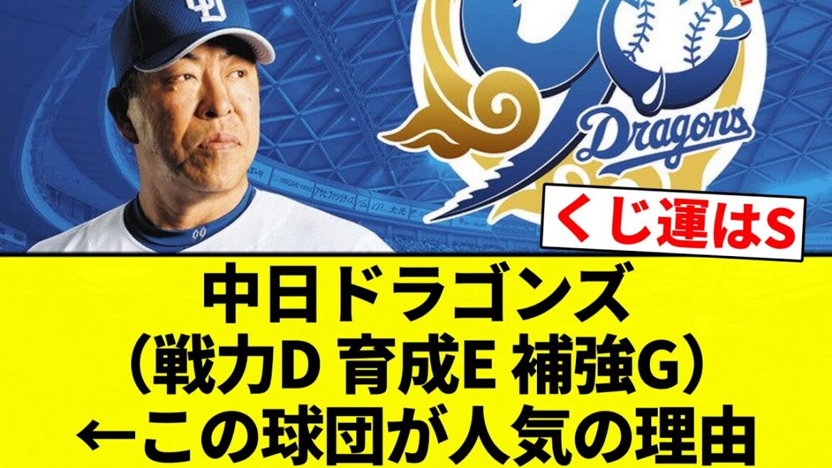 【お笑いD】中日ドラゴンズ（戦力D 育成E 補強G）←この球団が人気の理由【プロ野球反応集】【2chスレ】【なんG】