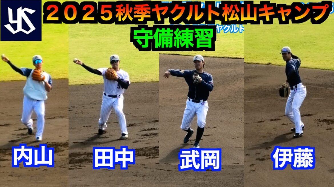 内山壮真／武岡龍世／伊藤琉偉／田中陽翔　守備練習！【２０２５秋季ヤクルト松山キャンプ】