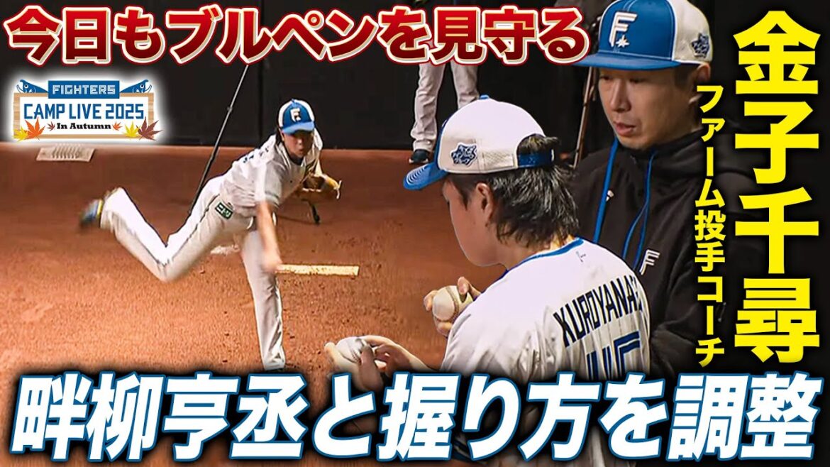 連日投手を見守る金子千尋コーチ！畔柳亨丞とブルペンで握り方相談中＜11/5ファイターズ秋季キャンプ2025＞