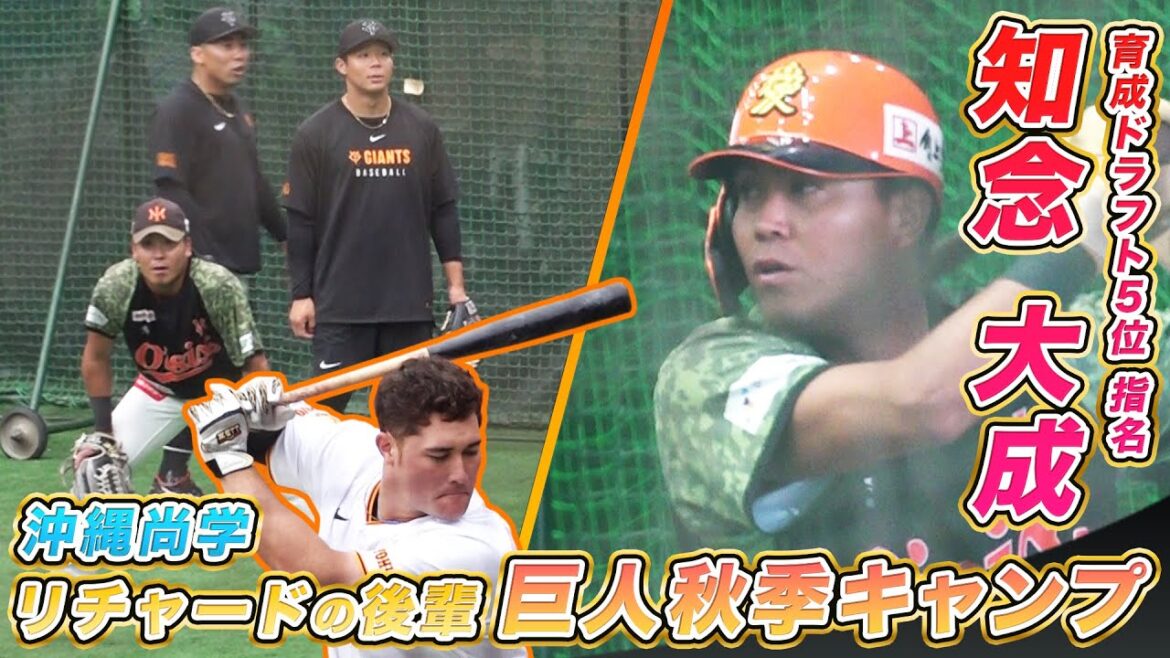 【異例の入団前キャンプ参加】育成5位の知念大成(オイシックス)が守備＆打撃練習で猛アピール｜巨人秋季キャンプ（11月8日）