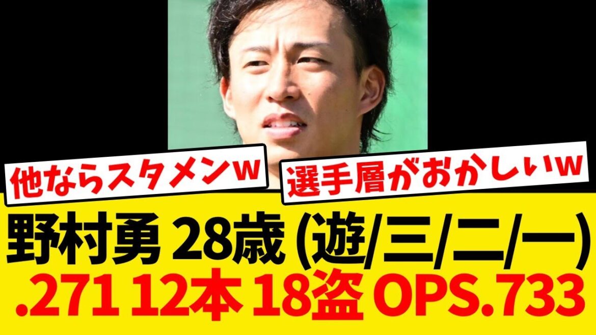 【派手にヤバい】野村勇(遊/三/二/一) .271 12本 18盗 OPS.733 ←これwwwwww