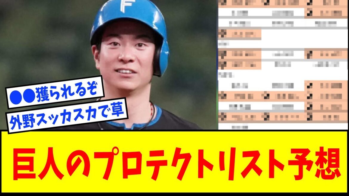 【松本剛】巨人のプロテクトリスト予想した結果ｗｗｗｗｗｗｗ【なんJ反応】【ネットの反応】