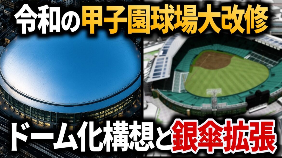 【2028年完成予定】甲子園球場で実際に構想されたドーム化計画と銀傘の拡張について