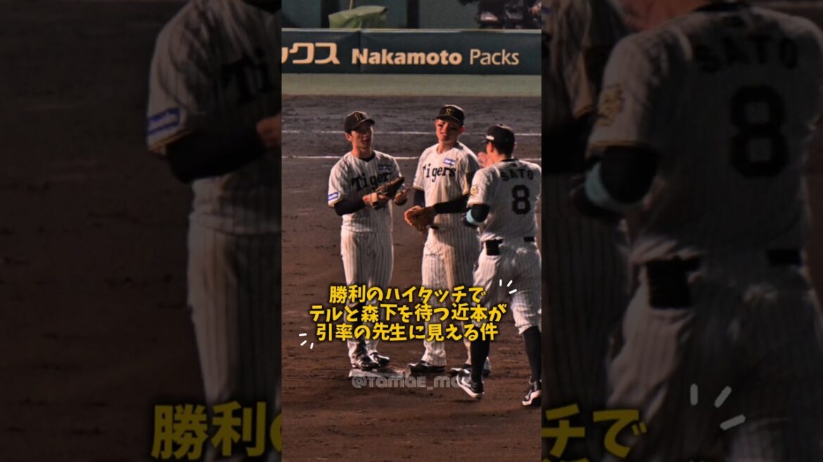 【阪神】勝利のハイタッチでテルと森下を待つ近本選手が引率の先生に見える件