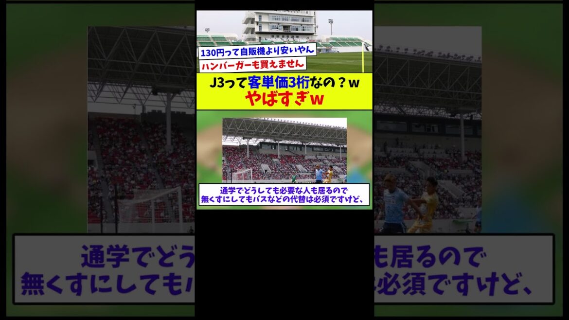 【全然経営成り立ってなくね？】J3って客単価3桁なの？wやばすぎw