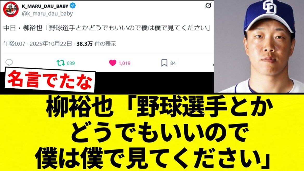 【かっけえ...】柳裕也「野球選手とかどうでもいいので僕は僕で見てください」【プロ野球反応集】【2chスレ】【なんG】