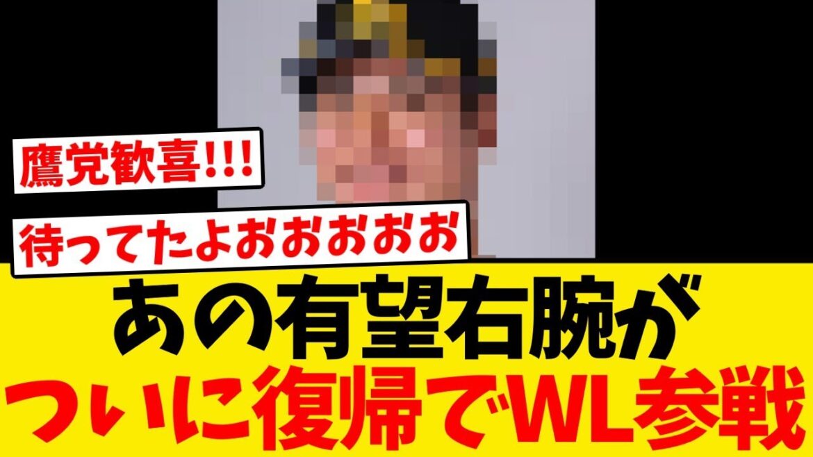 【朗報】あの有望右腕がついに復帰でWL参戦決定!!!