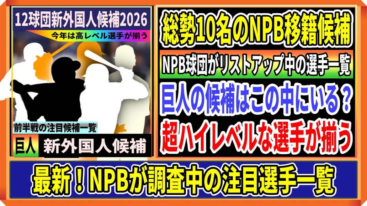 【巨人新外国人候補】総勢10名のNPB移籍候補たち!日本の球団がリストアップするセパ12球団の新外国候補一覧&マイナーFAからの注目選手たち 【巨人新外国人候補】総勢10名のNPB移籍候補たち!日本の球団がリストアップするセパ12球団の新外国候補一覧&マイナーFAからの注目選手たち
