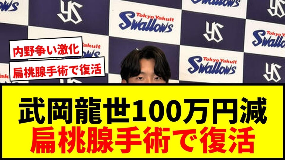 【ヤクルト】武岡龍世100万円減！「元気に野球できた」扁桃腺手術で高熱から解放