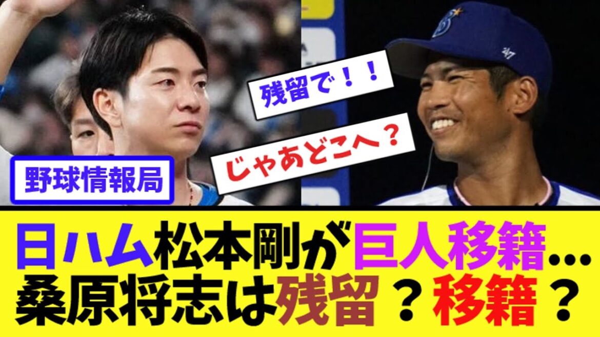 日ハム松本剛が巨人移籍…桑原将志は残留?移籍?【ネット情報局】 日ハム松本剛が巨人移籍...桑原将志は残留?移籍?【ネット情報局】
