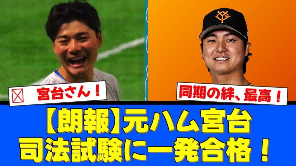 元日本ハム・宮台康平が司法試験に一発合格！東大卒の秀才が弁護士へ！支えになった清宮幸太郎ら同期との熱い絆にファンから感動と祝福の声が殺到！【プロ野球ファンの反応】