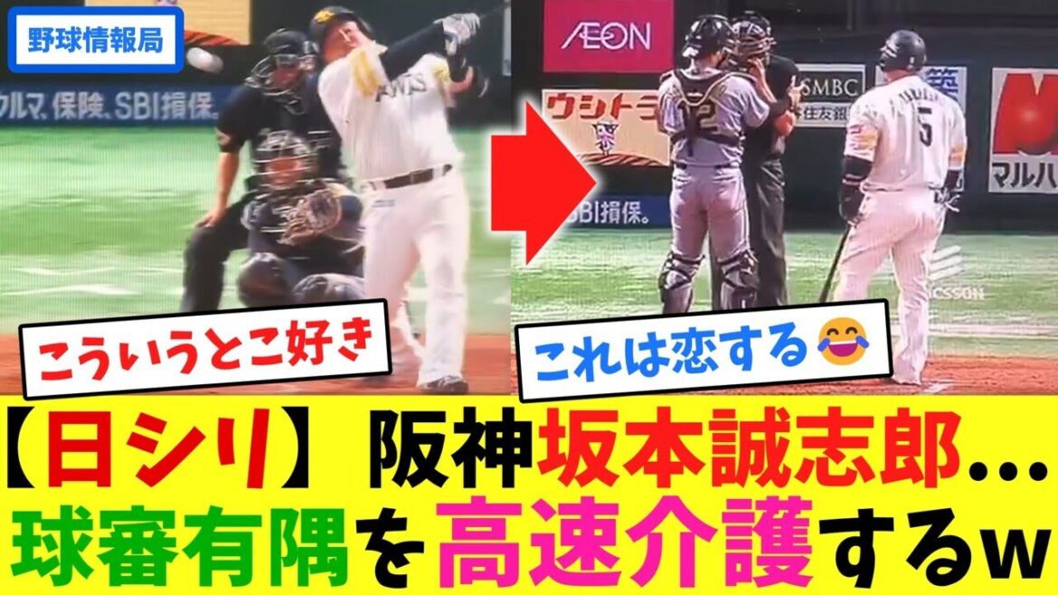 【日シリ】阪神坂本誠志郎...球審有隅を高速介護するw【ネット情報局】