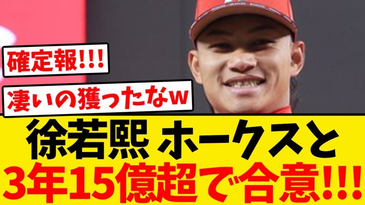 【確定報】徐若熙、ホークスと3年15億超で合意!!!