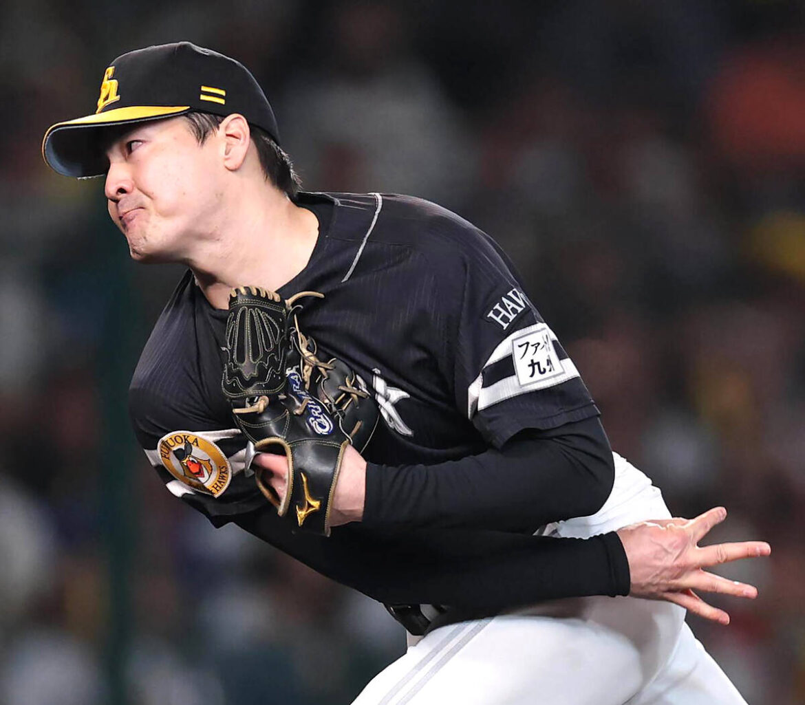 ２回１死、力投する有原航平（カメラ・岩田　大補）