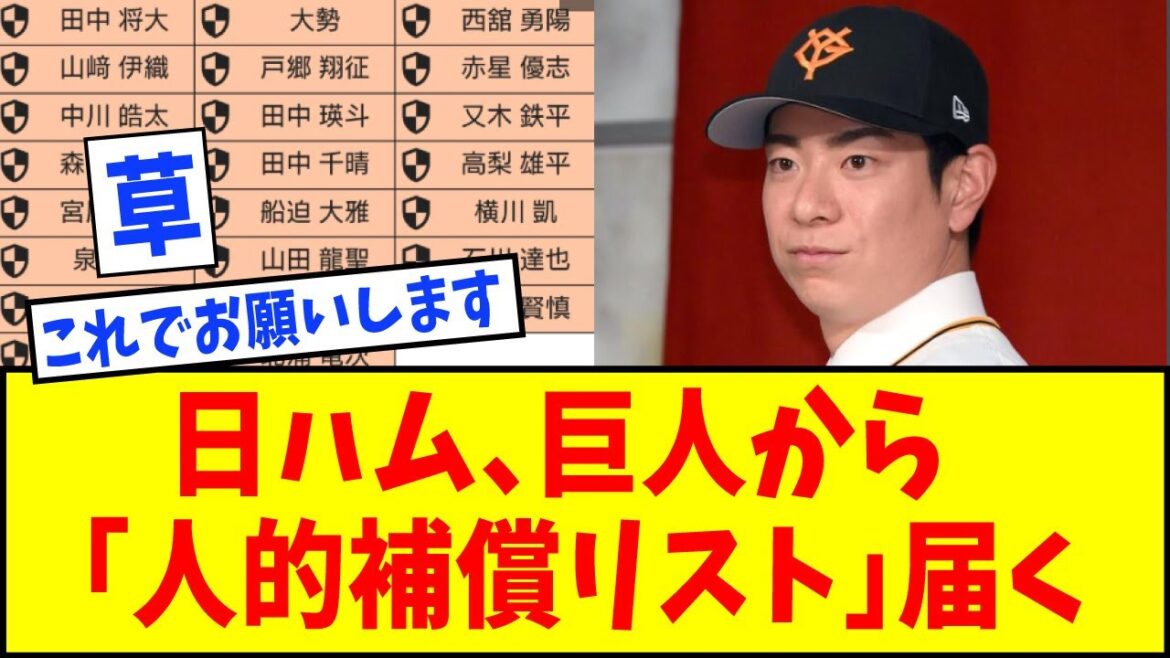 【年内、結論へ】日本ハム、巨人から松本剛「人的補償リスト」届く【なんJ反応】【ネットの反応】