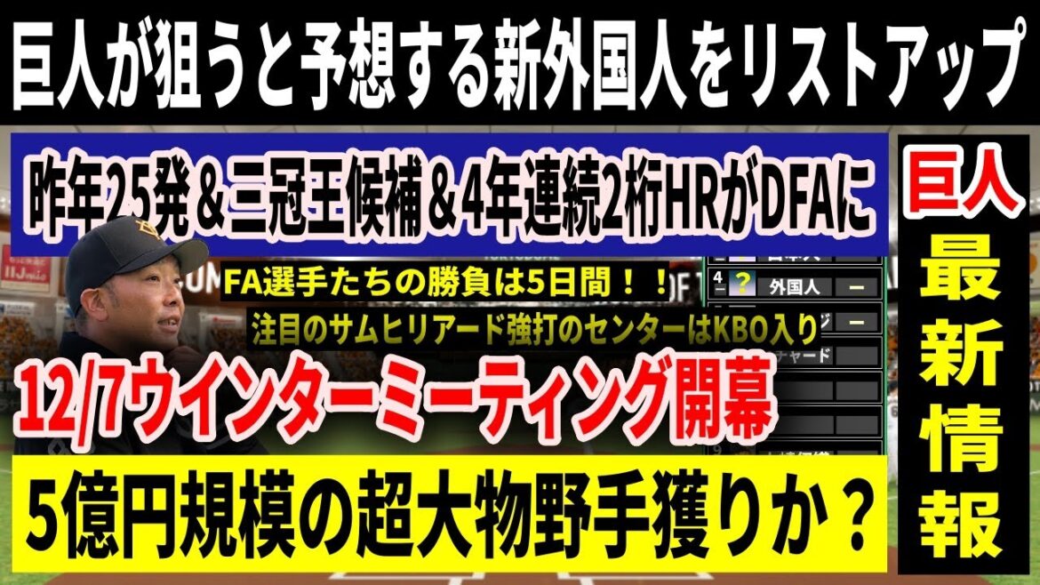 【巨人】新外国人野手獲りいよいよ大詰めか!Gが狙うと予想する超メジャー級の候補たち、今回は新たに2名をリストアップ 【巨人】新外国人野手獲りいよいよ大詰めか!Gが狙うと予想する超メジャー級の候補たち、今回は新たに2名をリストアップ